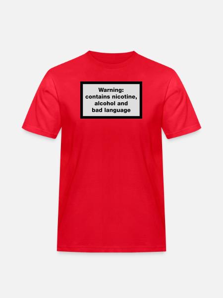 Warning: contains, nicotine, alcohol and bad - Men's Workwear T-Shirt - red