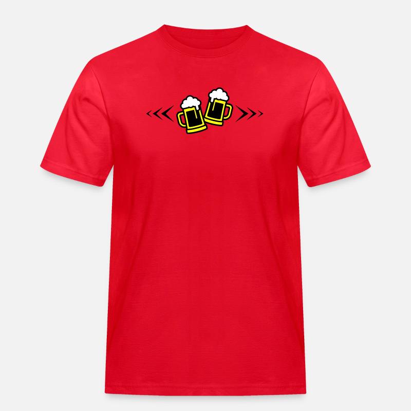 Bier Anstoßen Symbol Bierkrug - Männer Workwear T-Shirt - Rot