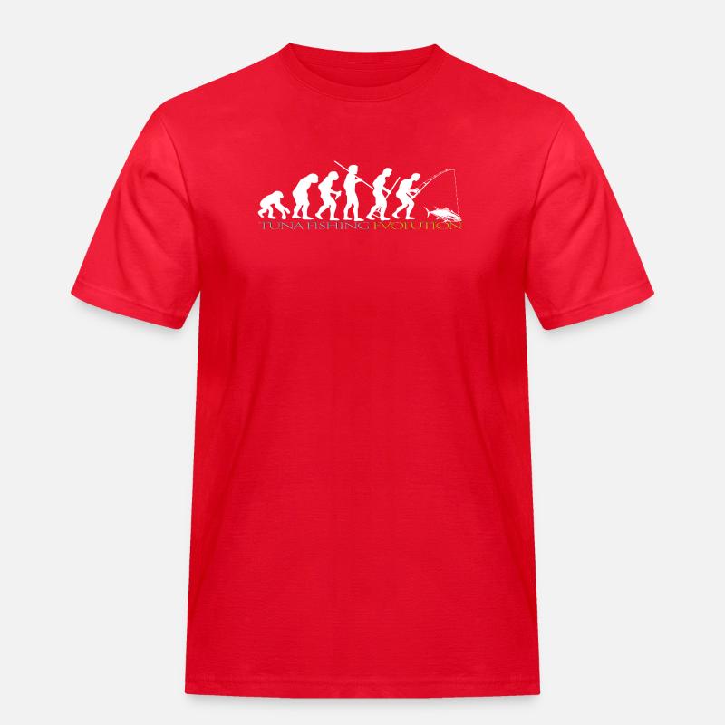 FISHING EVOLUTION (white version) - Men's Workwear T-Shirt - red