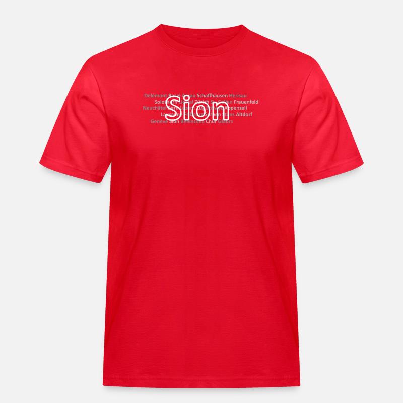 Schweizer Städte Sion - Männer Workwear T-Shirt - Rot