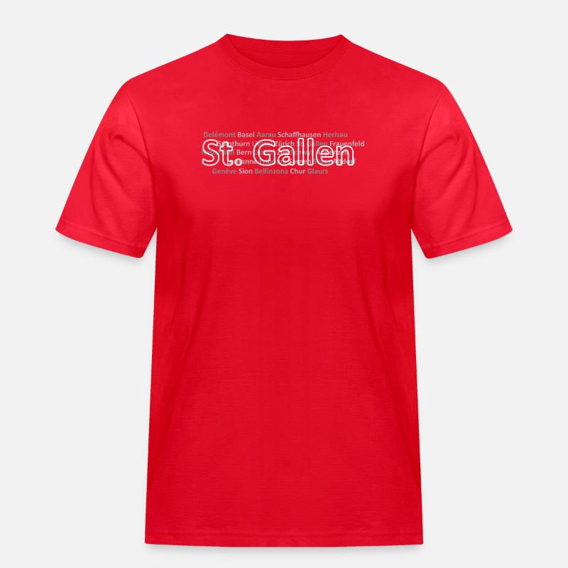 Schweizer Städte St Gallen - Männer Workwear T-Shirt - Rot