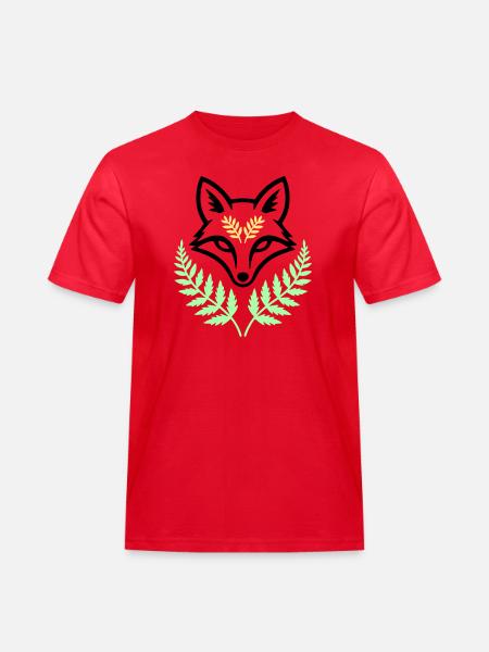 Fuchs Farn Pastell Wald Logo - Männer Workwear T-Shirt - Rot