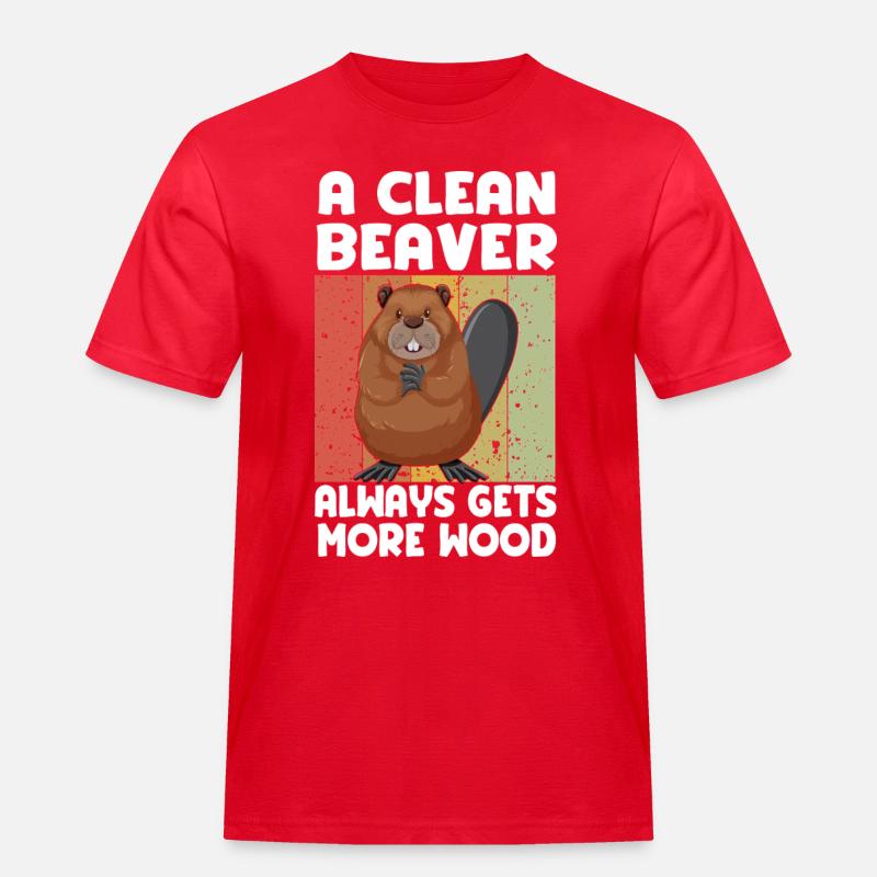 Sauberer Biber Holzspruch - Männer Workwear T-Shirt - Rot
