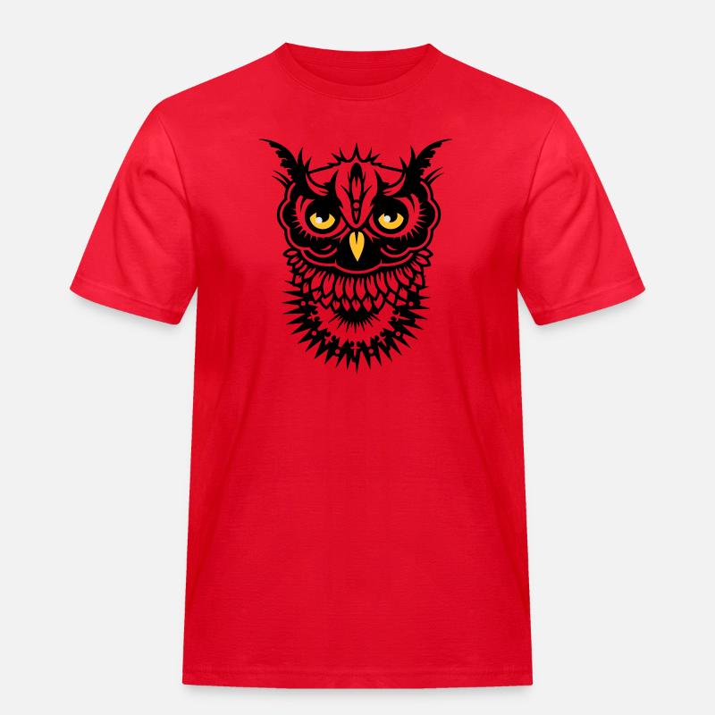 Gesicht einer Eule - Männer Workwear T-Shirt - Rot