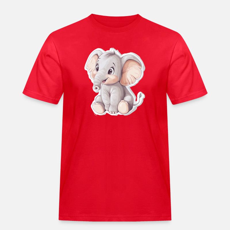 Elefant - Männer Workwear T-Shirt - Rot