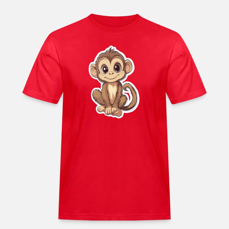 Affe Süsses Äffchen Geschenk für Affenfans - Männer Workwear T-Shirt - Rot