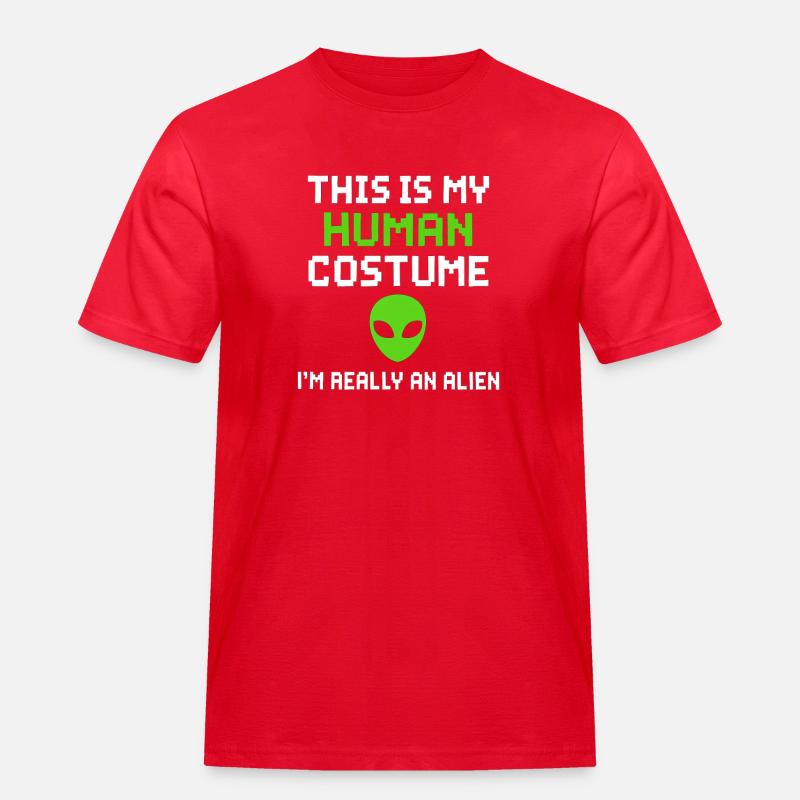 Alien Humor Kostüm Statement - Männer Workwear T-Shirt - Rot