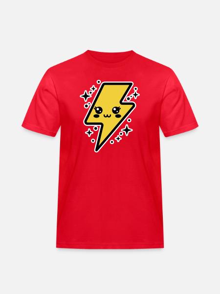 Entzückender Blitz mit Kawaii-Gesicht - Männer Workwear T-Shirt - Rot