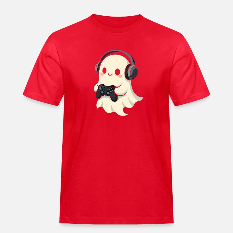 Geist mit Kopfhörer Spielcontroller - Männer Workwear T-Shirt - Rot