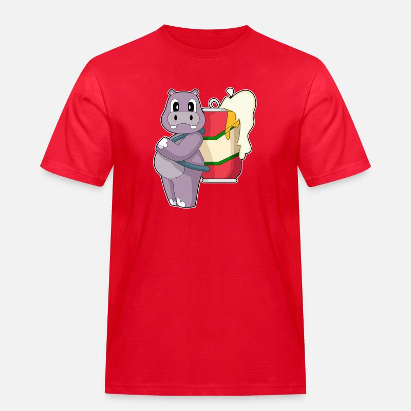 Nilpferd Bier - Männer Workwear T-Shirt - Rot