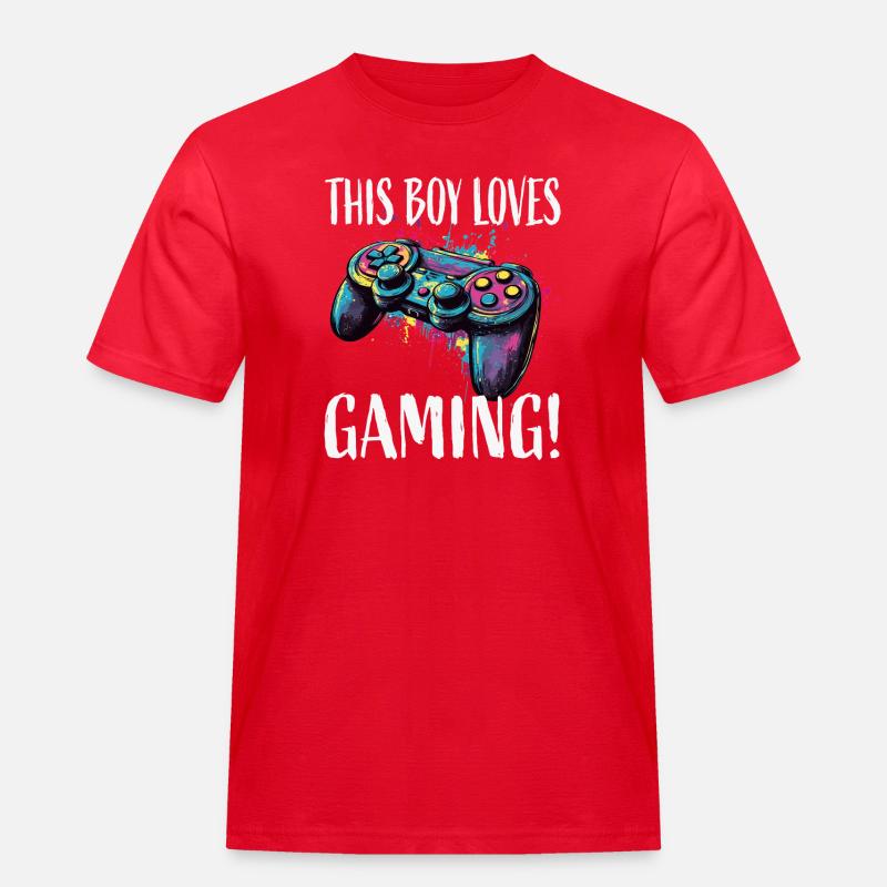 This Boy Loves Gaming Controller - Männer Workwear T-Shirt - Rot