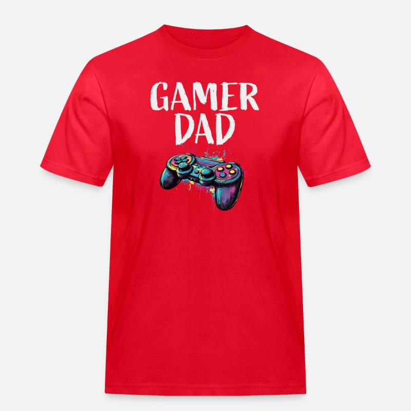 Gamer Dad Controller Farbexplosion - Männer Workwear T-Shirt - Rot
