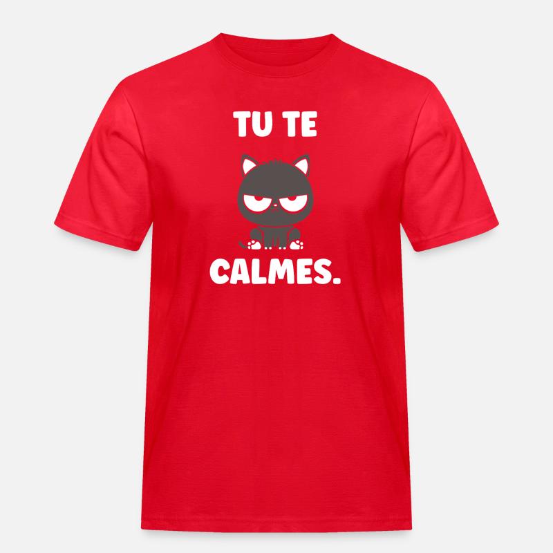 Grumpy Kitten: You calm down - Men's Workwear T-Shirt - red