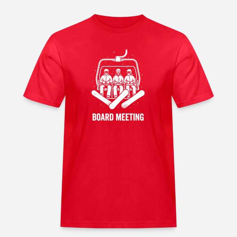 Vorstandssitzung Snowboard Sessellift Retro - Männer Workwear T-Shirt - Rot
