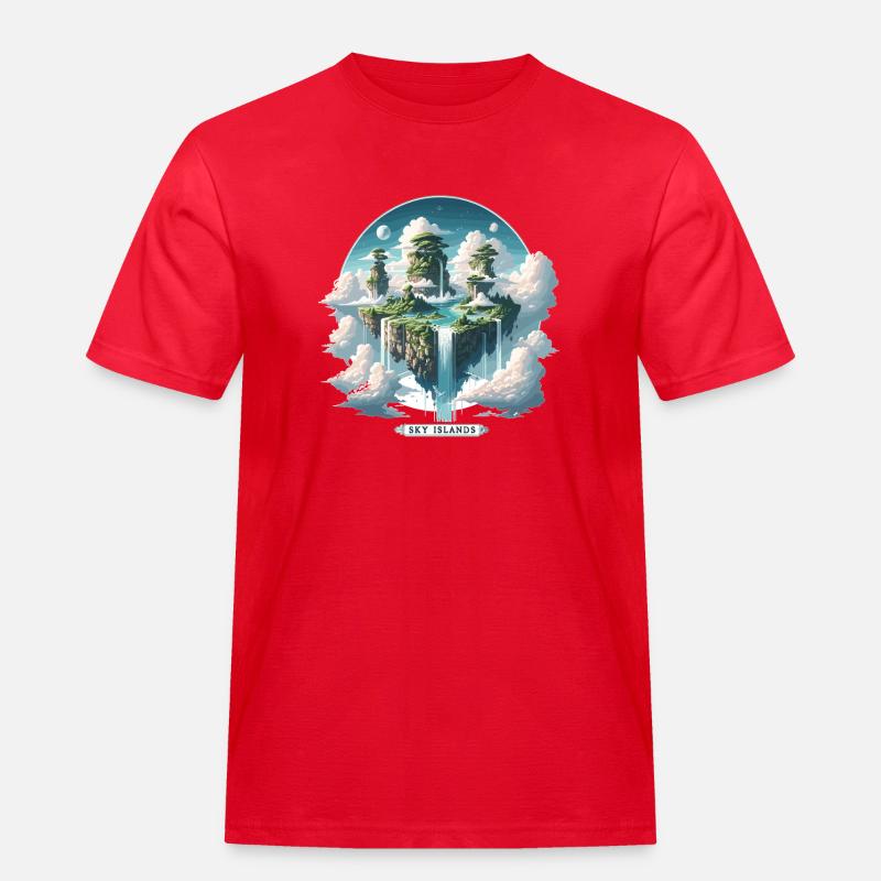 Sky Islands Himmelsinseln Schwebend - Männer Workwear T-Shirt - Rot