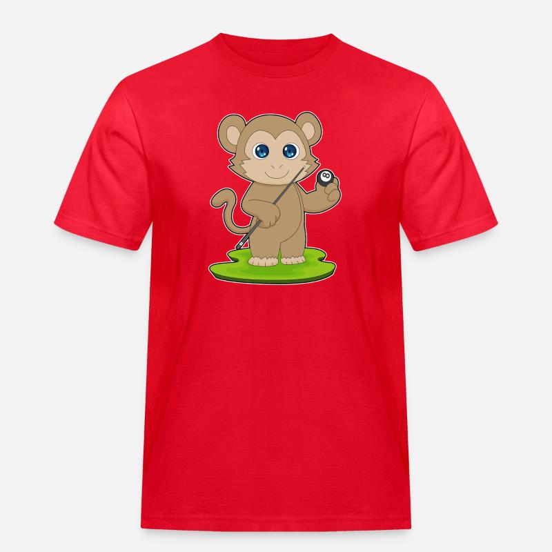 Affe Billiard Queue Sport - Männer Workwear T-Shirt - Rot