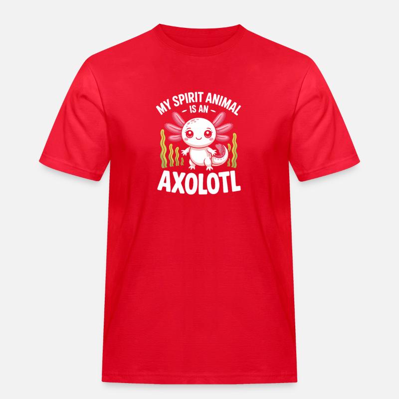 Axolotl Geisttier-Tee - Männer Workwear T-Shirt - Rot
