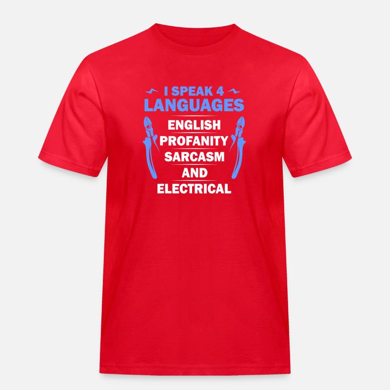 Languages, Sarcasm & Electrical Tee - Men's Workwear T-Shirt - red