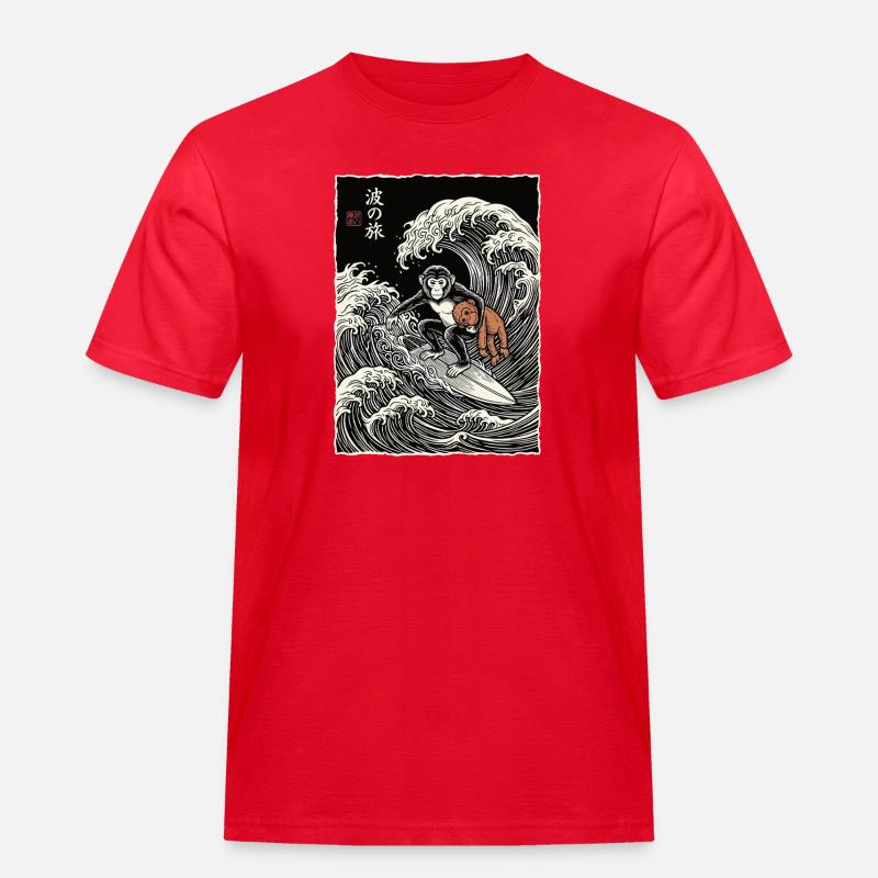 Ukiyo-e Baby Monkey Punch - Männer Workwear T-Shirt - Rot
