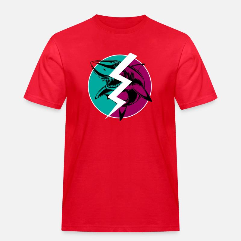 Elektrischer Split Shark - Männer Workwear T-Shirt - Rot
