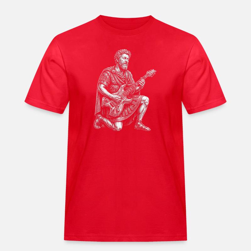 Marcus Aurelius spielt Gitarre - Männer Workwear T-Shirt - Rot