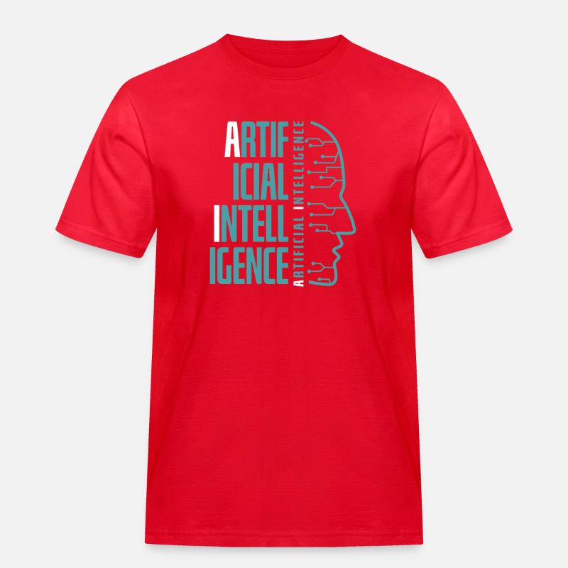 Artificial Intelligence Circuit Face Design - Männer Workwear T-Shirt - Rot