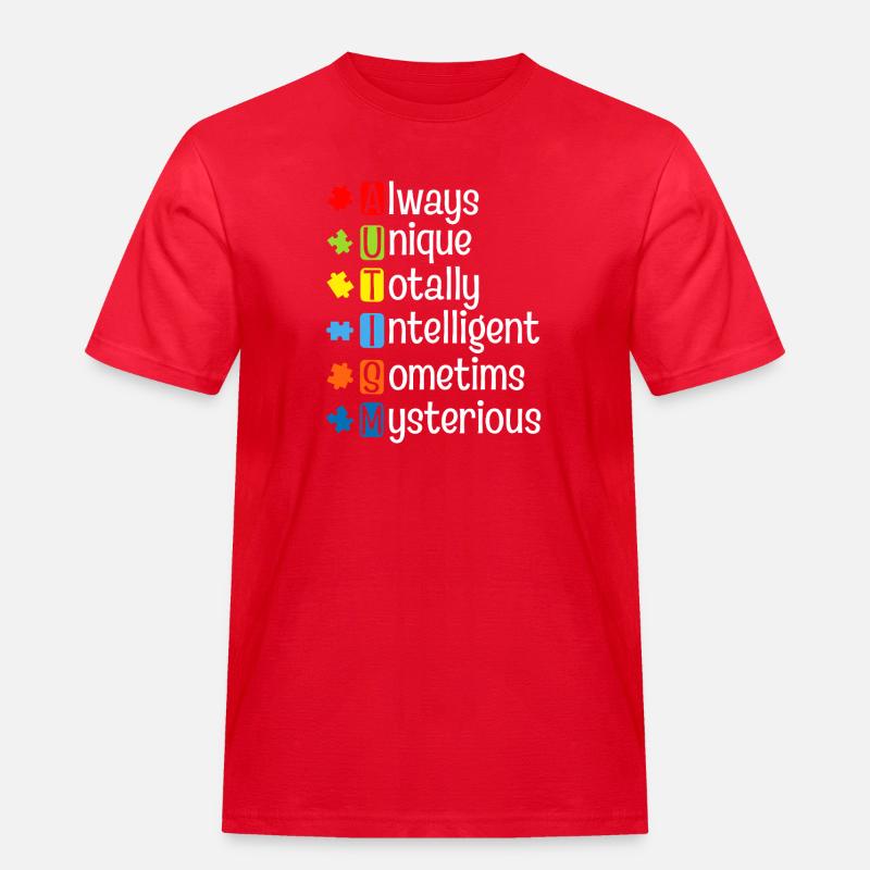 Autism Puzzle Pride: Einzigartige Köpfe - Männer Workwear T-Shirt - Rot