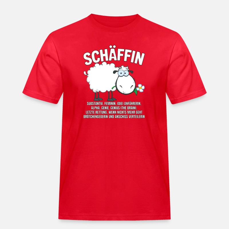 Schäffin - Alpha Schaf mit Sonnenbrille - Männer Workwear T-Shirt - Rot