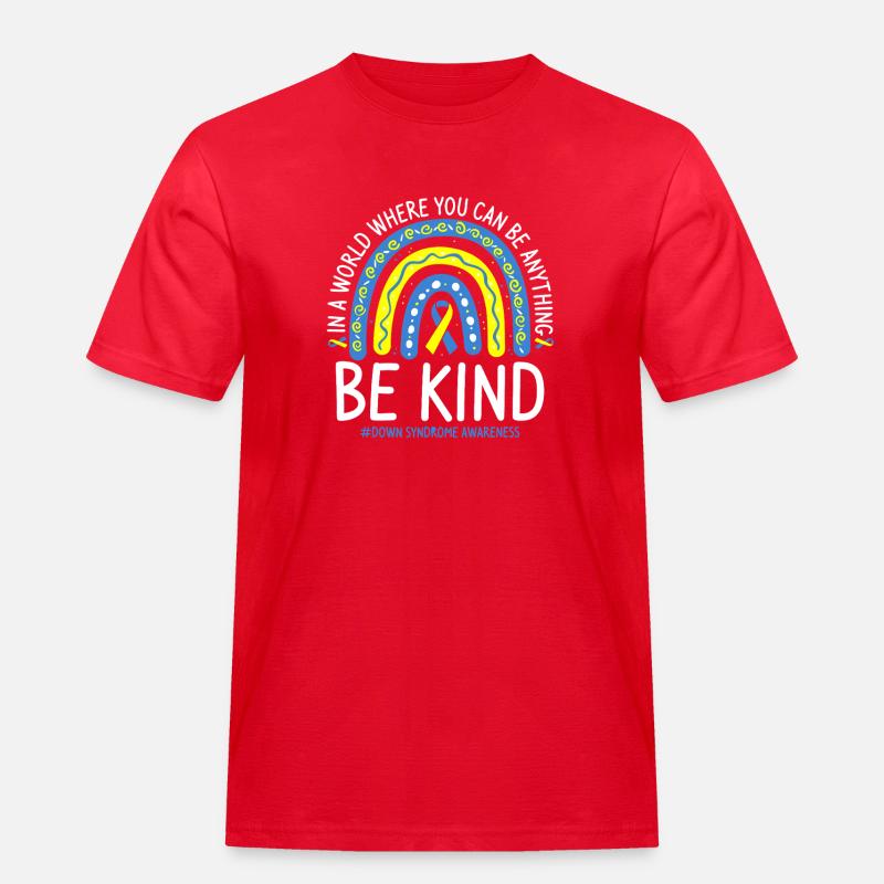 Sei freundlich, Regenbogenbewusstsein - Männer Workwear T-Shirt - Rot