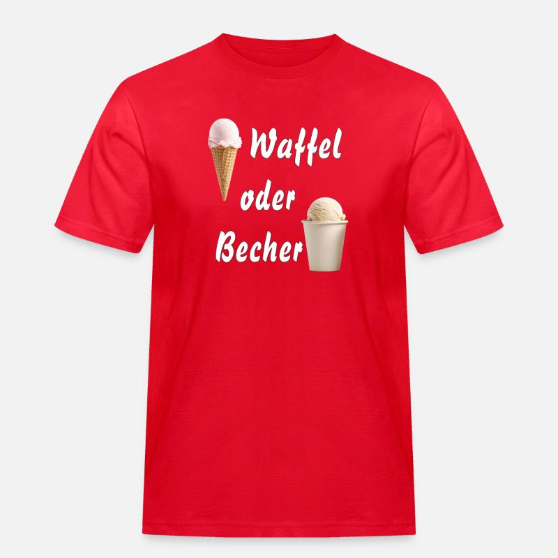 EIS WAFFEL ODER BECHER - Männer Workwear T-Shirt - Rot