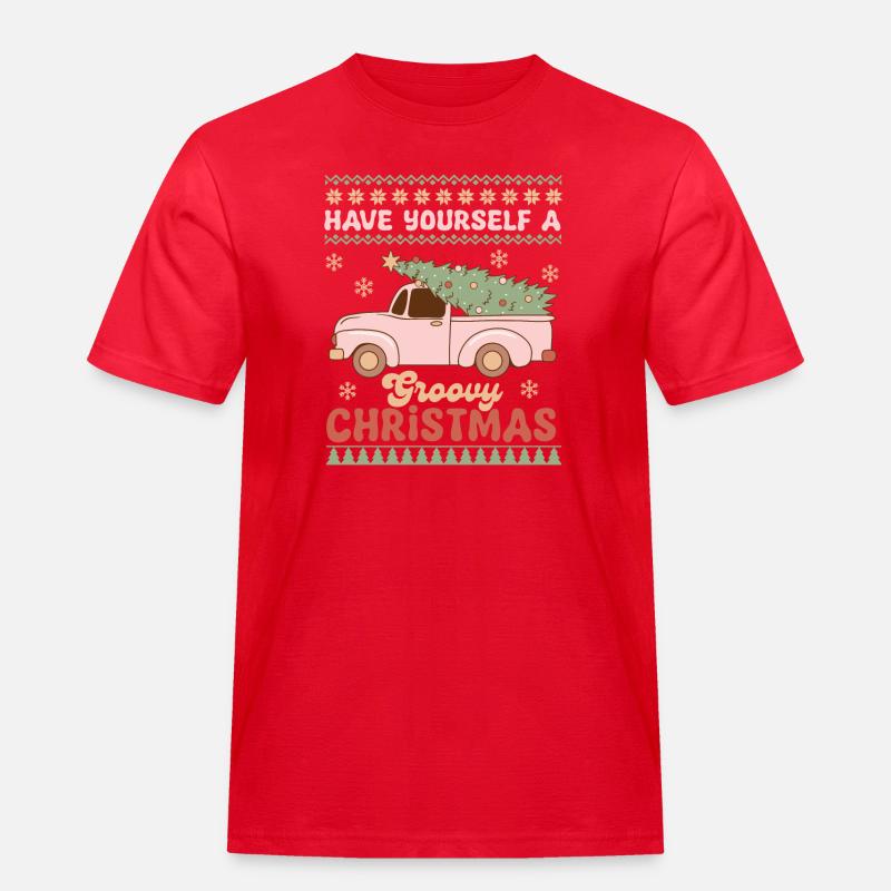 Hässlicher Weihnachtspullover - Männer Workwear T-Shirt - Rot