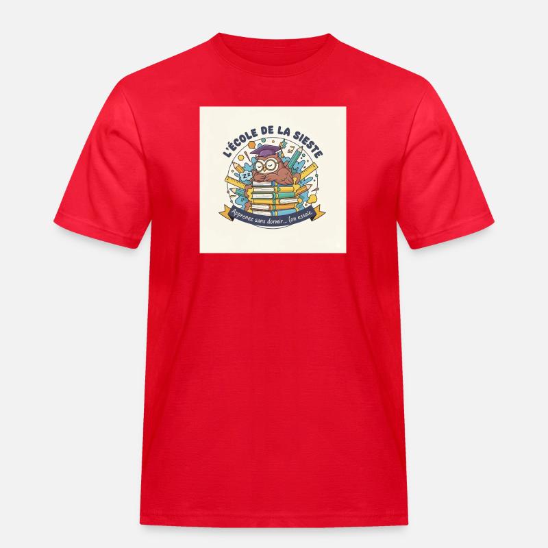 Schule der Eule Nickerchen Schüler - Männer Workwear T-Shirt - Rot