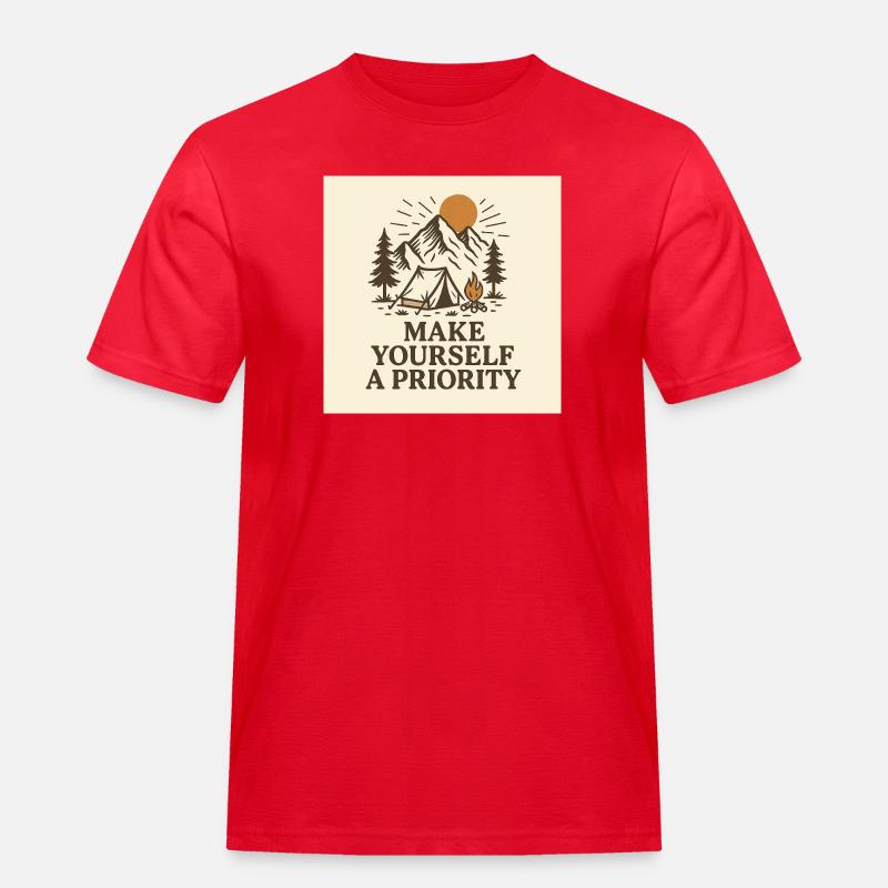 MAKE YOURSELF A PRIORITY - Männer Workwear T-Shirt - Rot