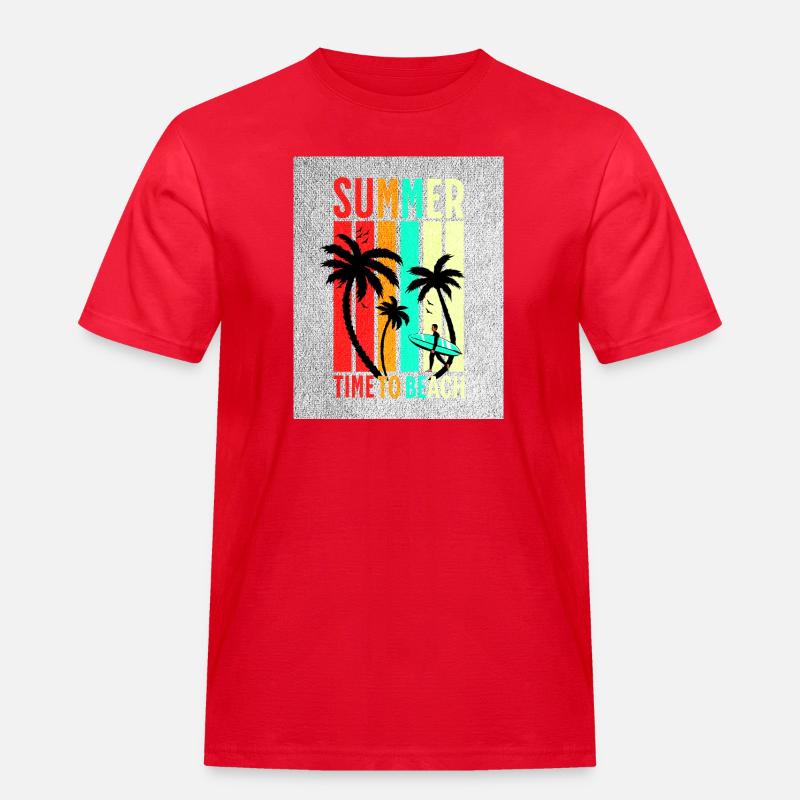 Summer Beach Stripes Surf - Männer Workwear T-Shirt - Rot