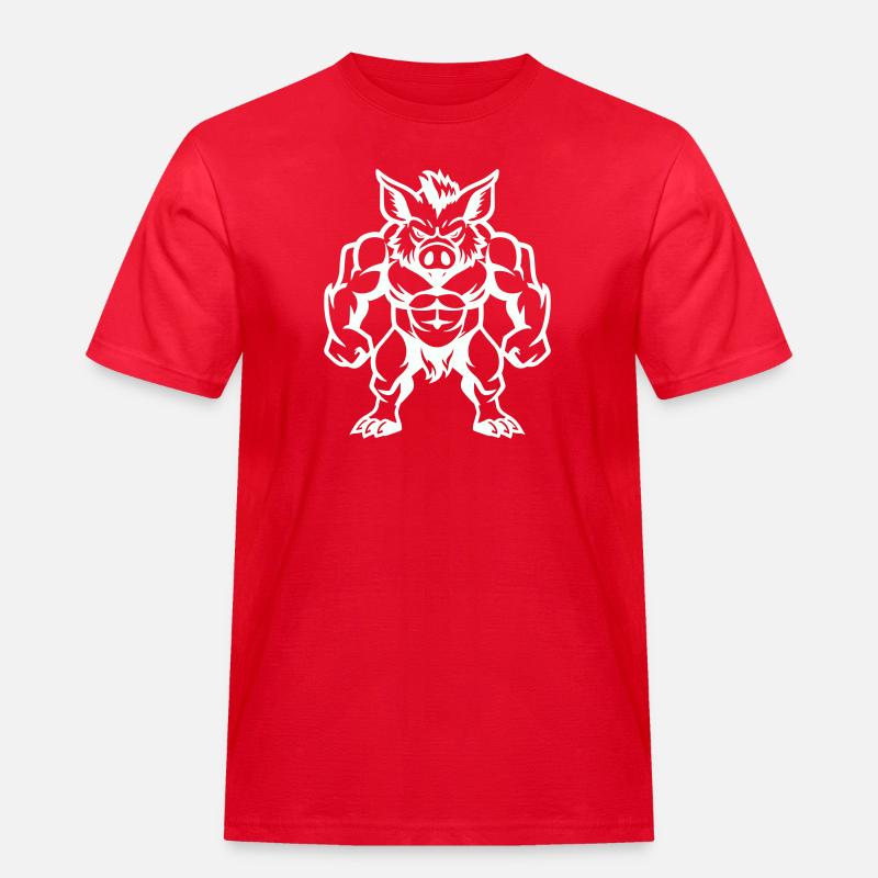 wildschwein comic - Männer Workwear T-Shirt - Rot