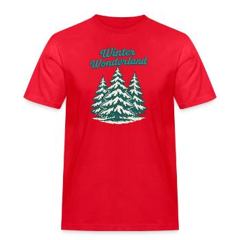 Winter Wonderland Kiefern - Männer Workwear T-Shirt - Rot - Vorne - AI Model Male 185 dark (185cm)