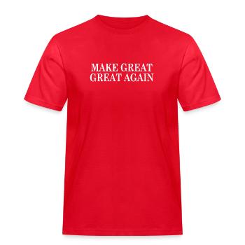 Make Great Great Again (America  Mock) - Männer Workwear T-Shirt - Rot - Vorne - AI Model Male 185 dark (185cm)
