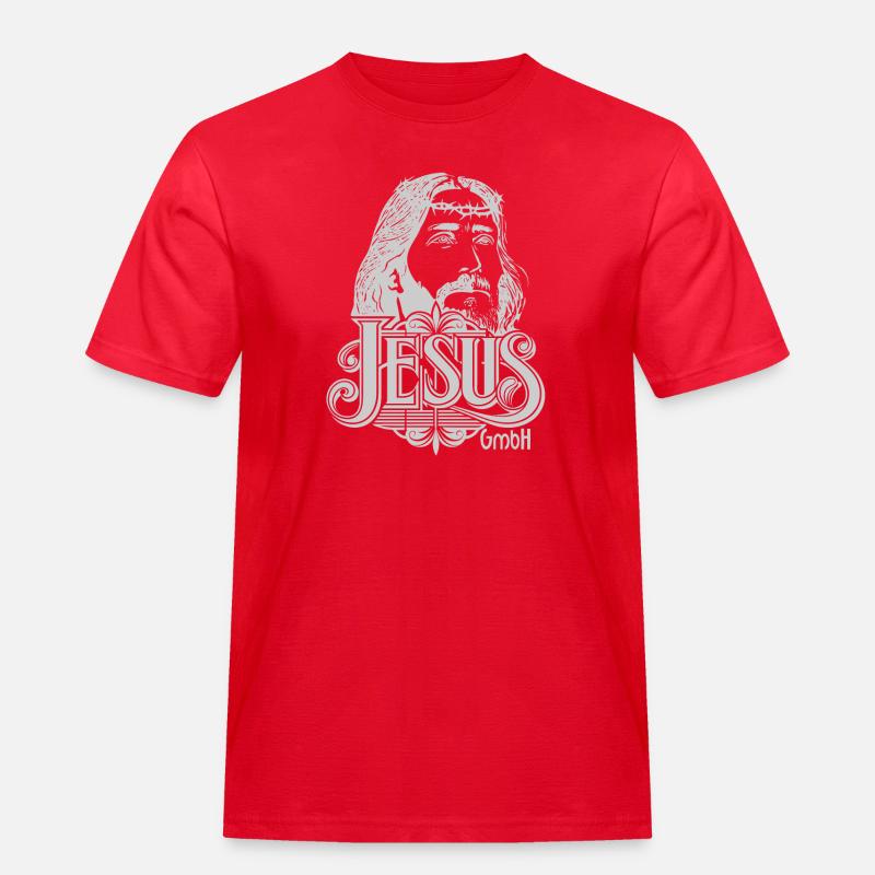 Jesus Kopf hellgrau - Männer Workwear T-Shirt - Rot