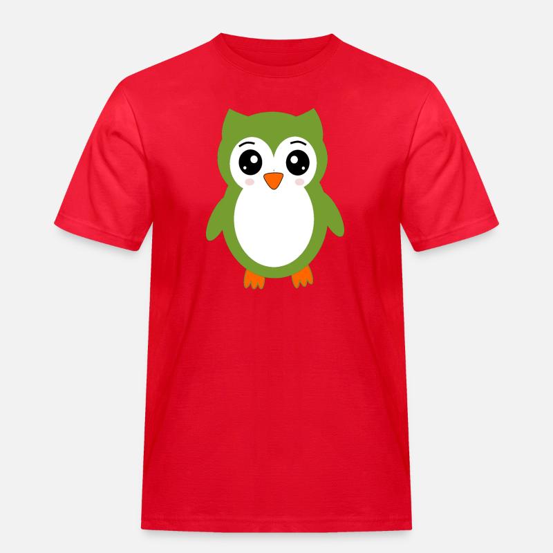 Eule grüne Eule - Männer Workwear T-Shirt - Rot