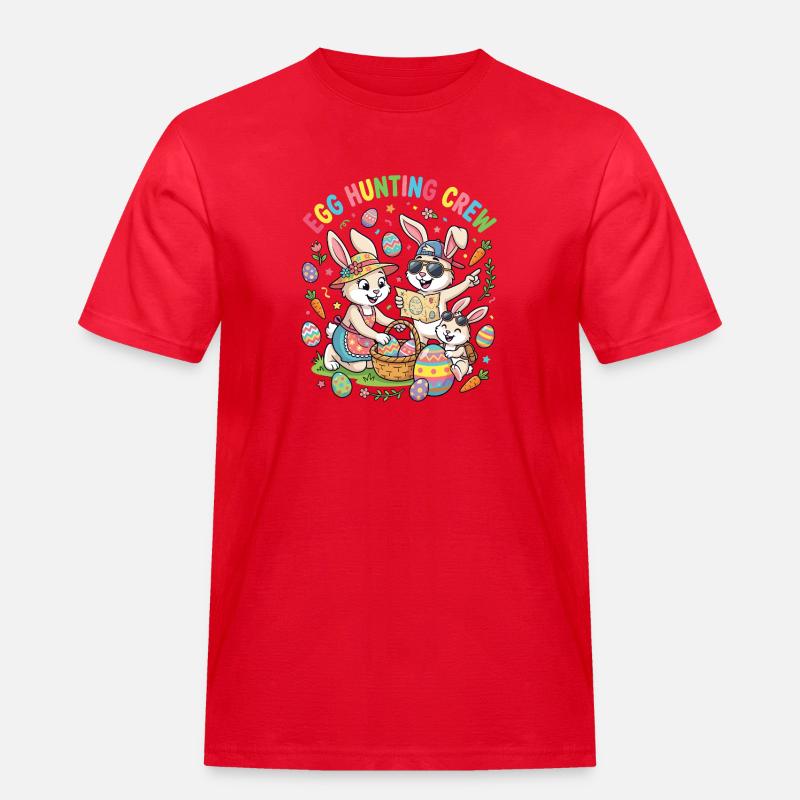 Hosterhasen Familie -Eier Sammler - Männer Workwear T-Shirt - Rot