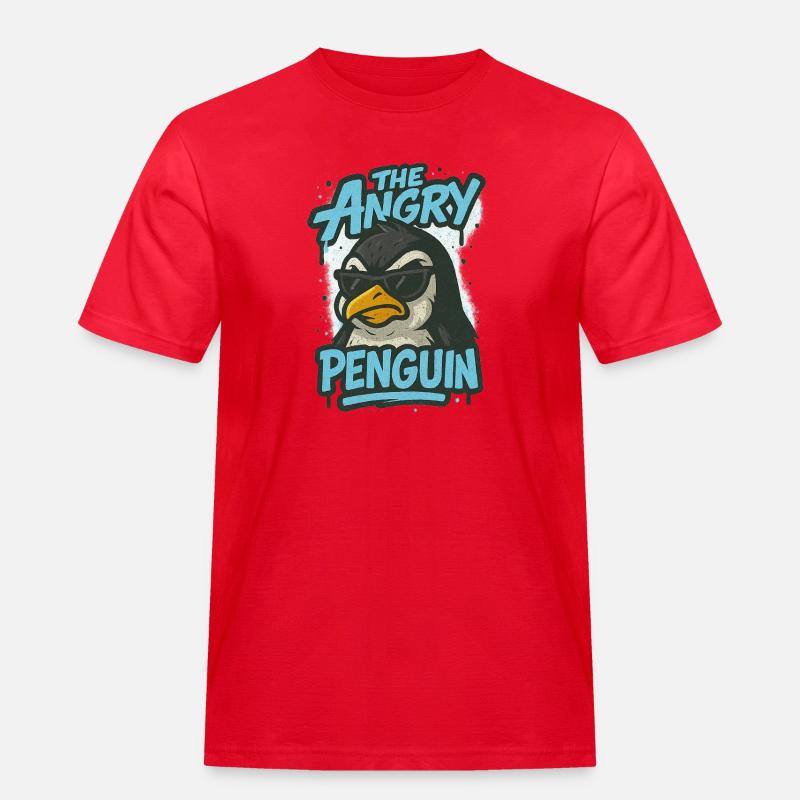 Der ärgerliche Pinguin - Männer Workwear T-Shirt - Rot