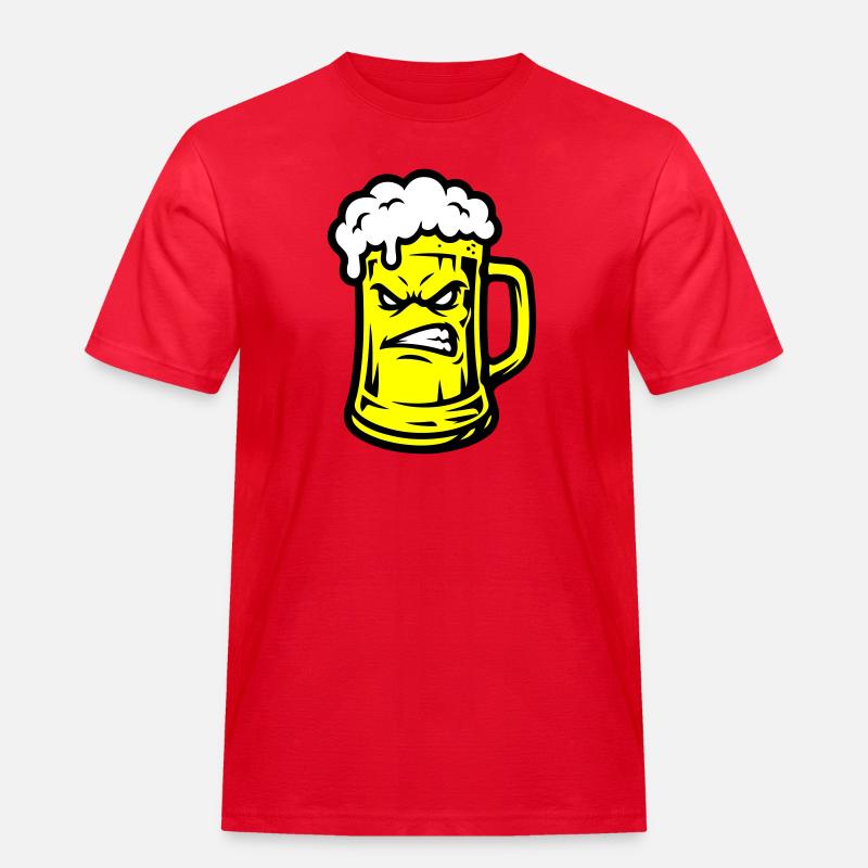 Bier Comic - Männer Workwear T-Shirt - Rot
