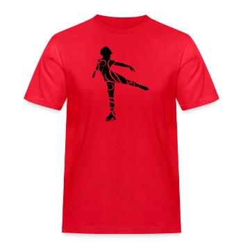 Ice Skating female eu - Men's Workwear T-Shirt - red - Front - AI Model Male 185 dark (185cm)