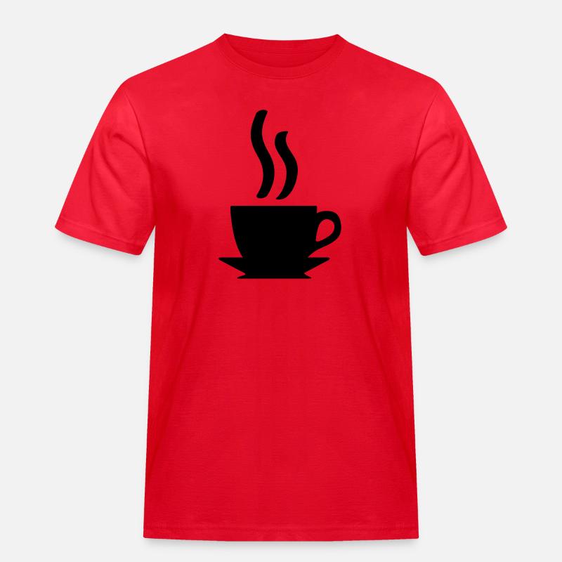 Kaffe oder Tee - Männer Workwear T-Shirt - Rot