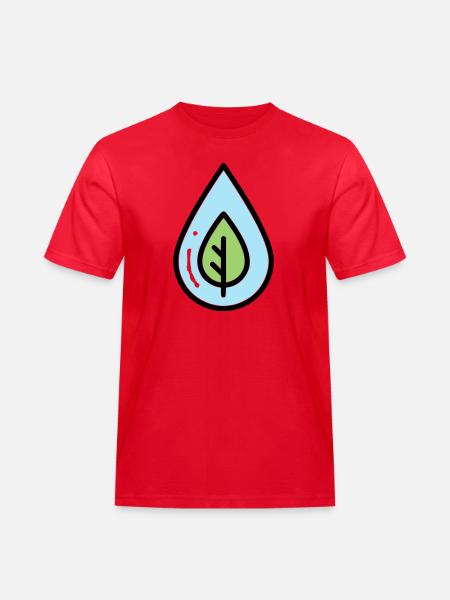 Wassertropfen Blatt Öko - Männer Workwear T-Shirt - Rot