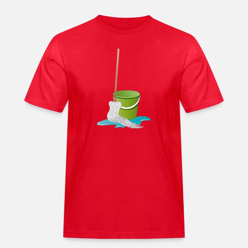 Wischmopp mit Putzeimer Zeit zu Putzen - Männer Workwear T-Shirt - Rot