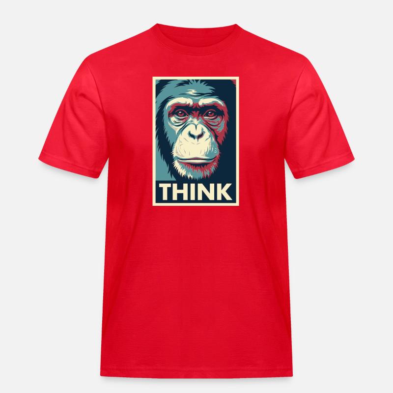 Monkey Thinking Pop Art Poster - Men's Workwear T-Shirt - red