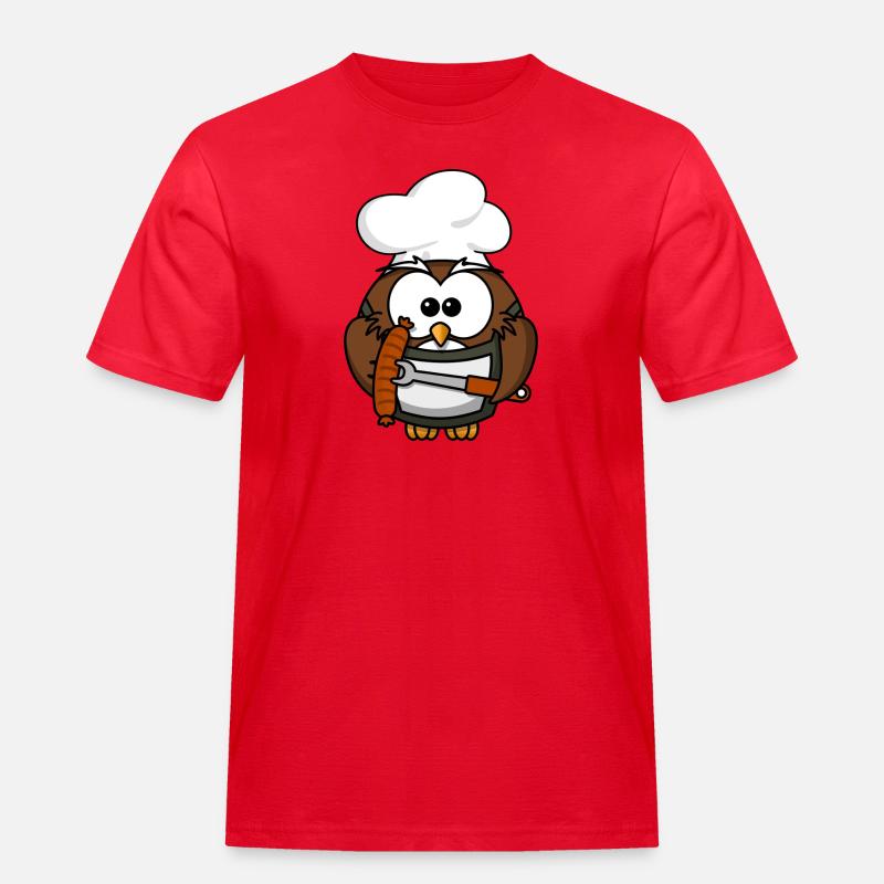 Grillmeister Eule / Papa Eule - Männer Workwear T-Shirt - Rot