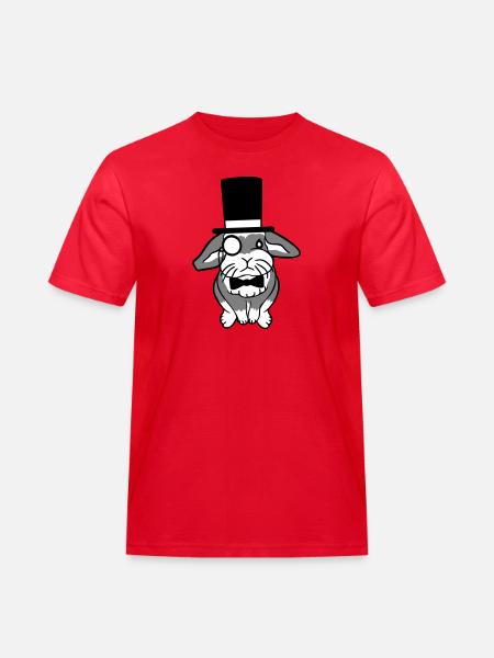 Mr. Bunny Gentleman Hoge Hoed Monocle Bril - Mannen Workwear T-shirt - rood