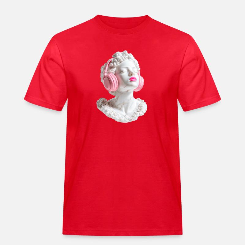 Marmor Diva: Beats in Pink - Männer Workwear T-Shirt - Rot